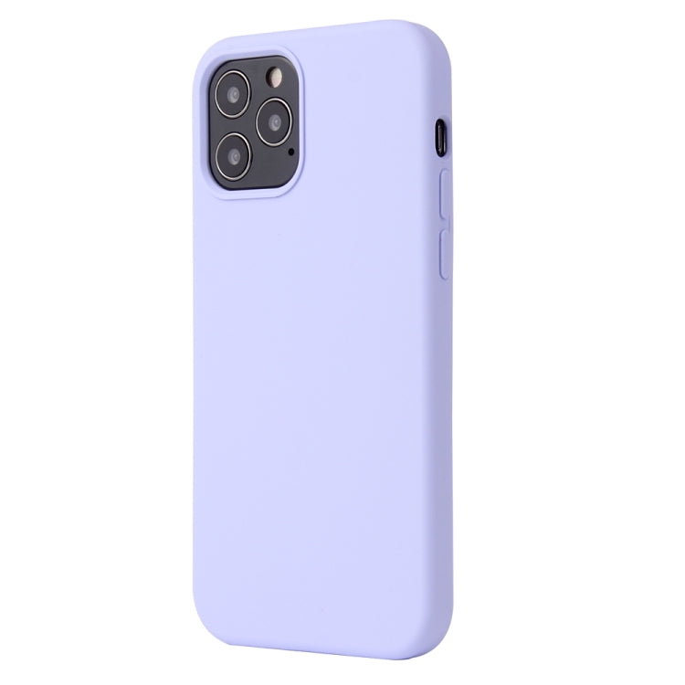 For iPhone 12 / 12 Pro Solid Color Liquid Silicone Shockproof Protective Case