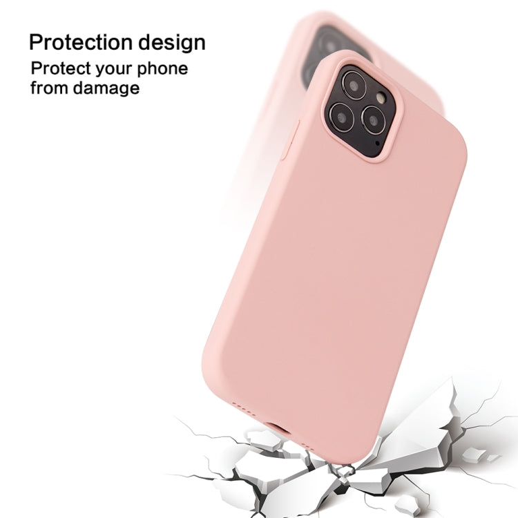 For iPhone 12 / 12 Pro Solid Color Liquid Silicone Shockproof Protective Case