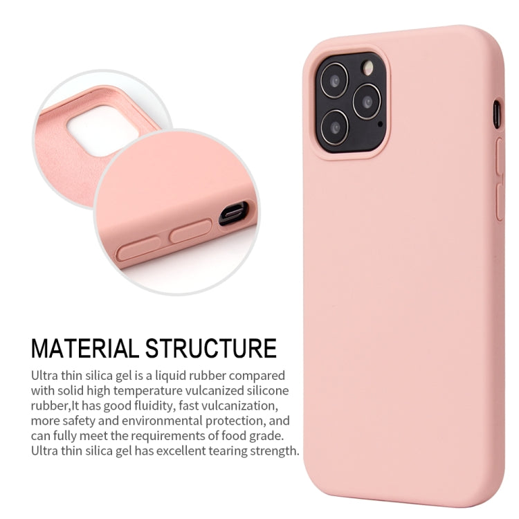 For iPhone 12 / 12 Pro Solid Color Liquid Silicone Shockproof Protective Case