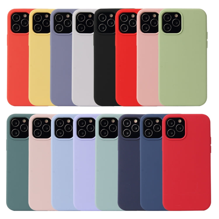 For iPhone 12 / 12 Pro Solid Color Liquid Silicone Shockproof Protective Case