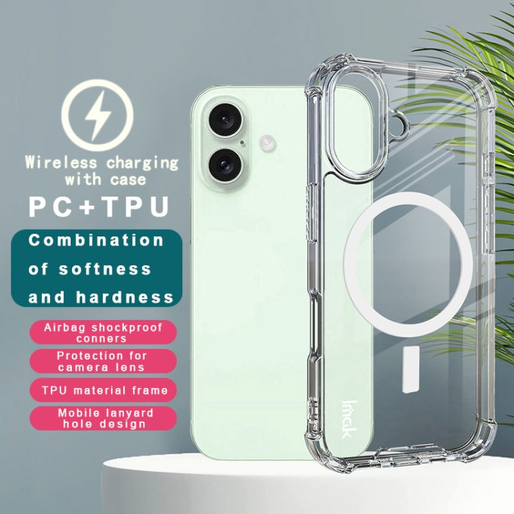 For iPhone 16 IMAK Space Shield PC + TPU Airbag Shockproof MagSafe Phone Case - Transparent