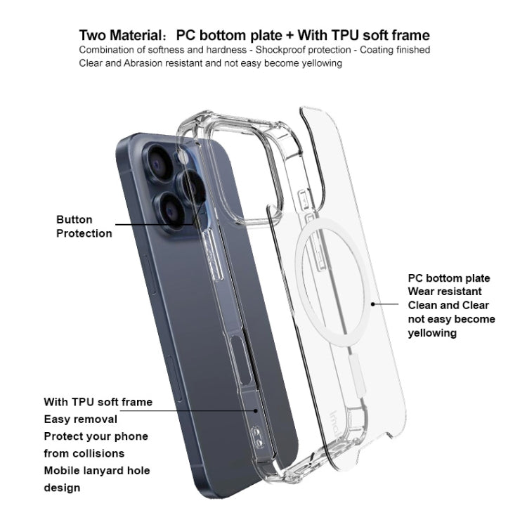 For iPhone 16 Pro IMAK Space Shield PC + TPU Airbag Shockproof MagSafe Phone Case - Transparent