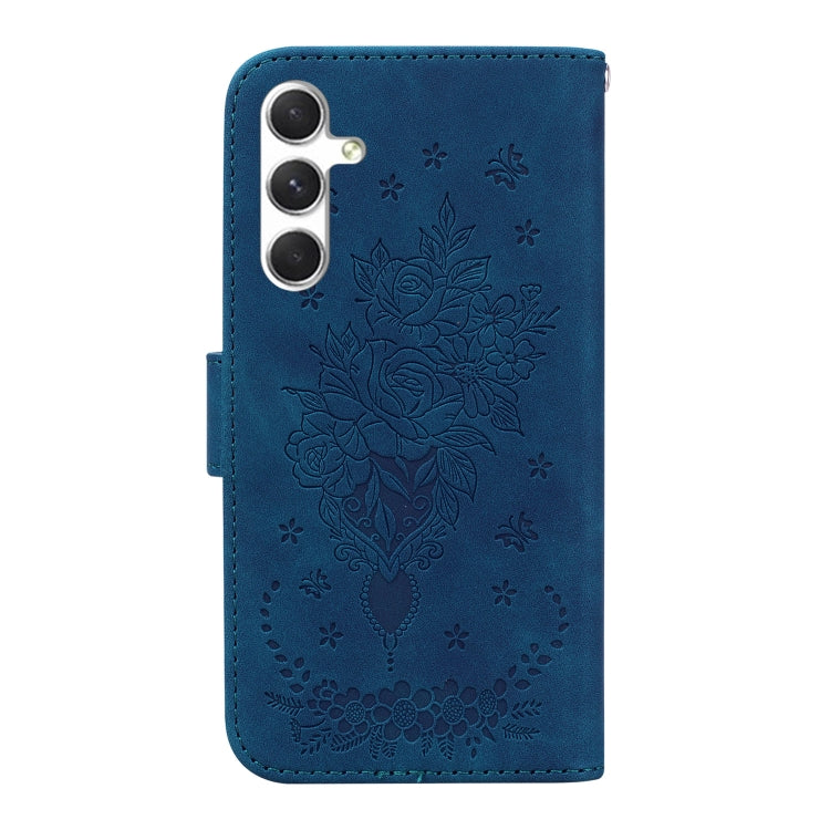 For Samsung Galaxy S25 5G Butterfly Rose Embossed Leather Phone Case