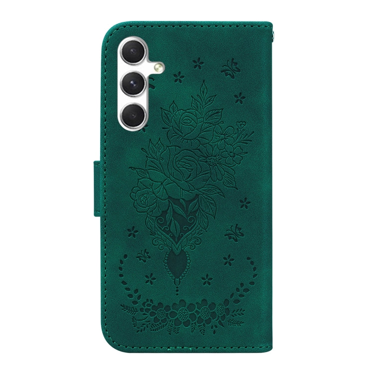 For Samsung Galaxy S25 5G Butterfly Rose Embossed Leather Phone Case