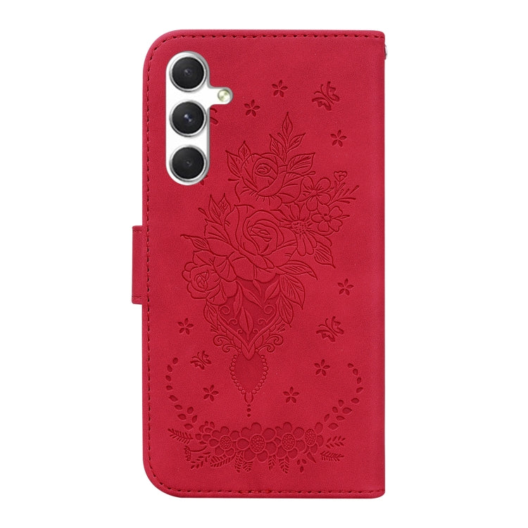 For Samsung Galaxy S25 5G Butterfly Rose Embossed Leather Phone Case