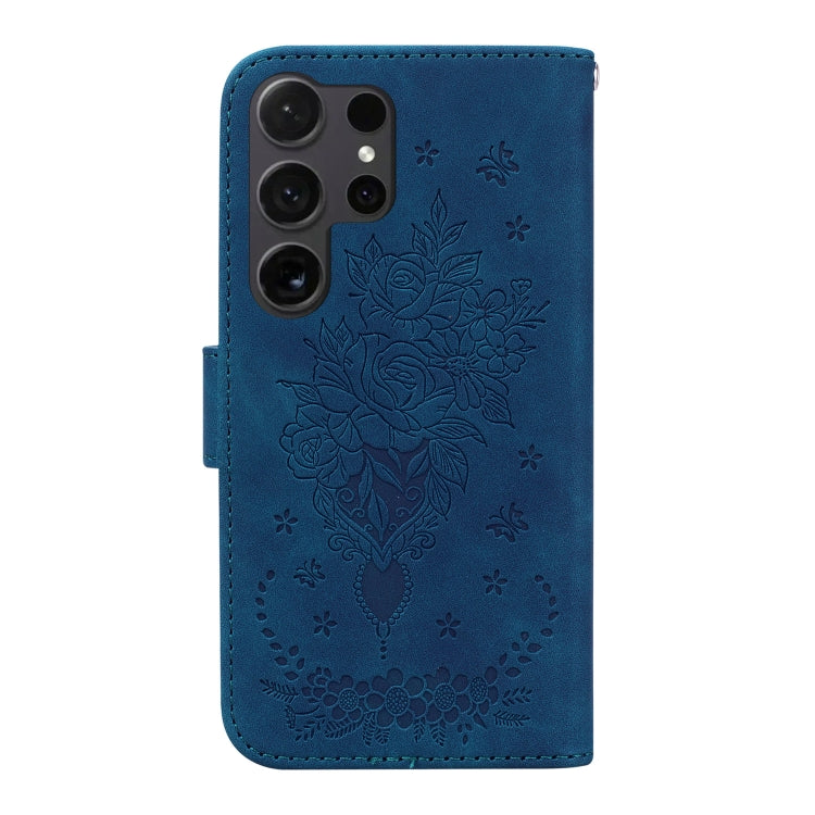 For Samsung Galaxy S25 Ultra 5G Butterfly Rose Embossed Leather Phone Case