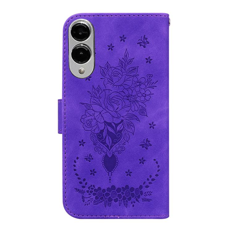 For Samsung Galaxy S25 Edge 5G Butterfly Rose Embossed Leather Phone Case