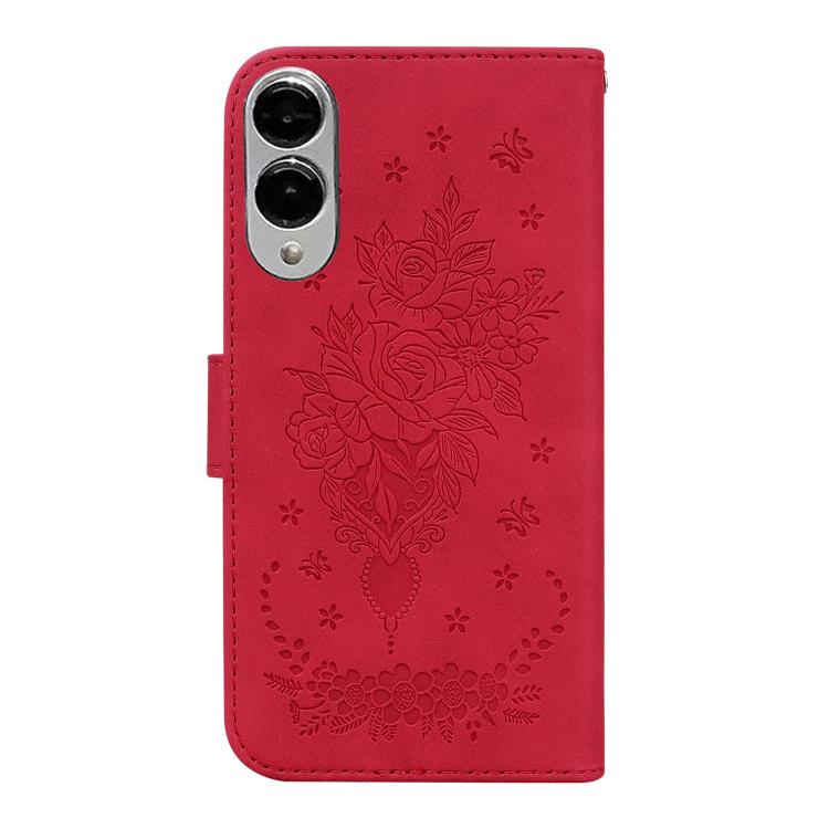 For Samsung Galaxy S25 Edge 5G Butterfly Rose Embossed Leather Phone Case