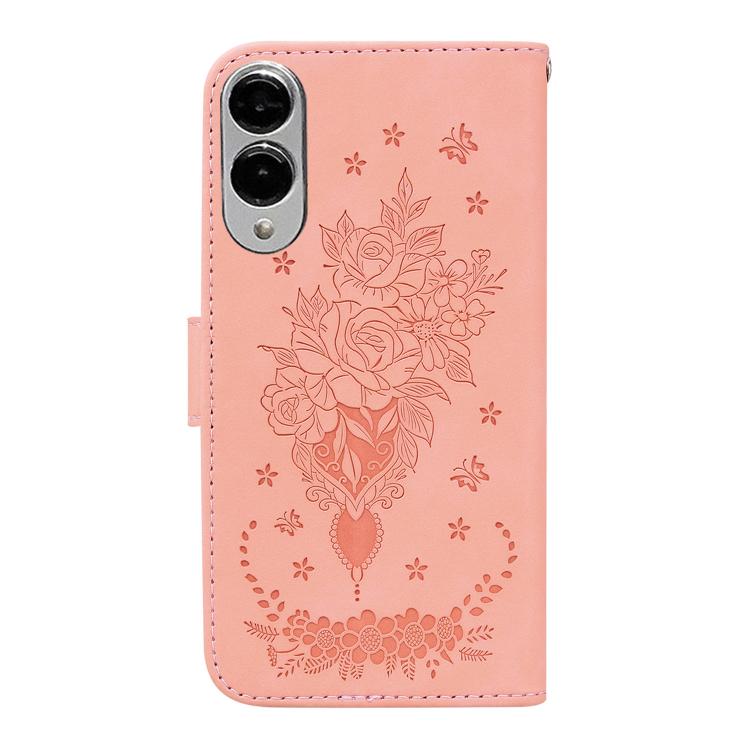 For Samsung Galaxy S25 Edge 5G Butterfly Rose Embossed Leather Phone Case