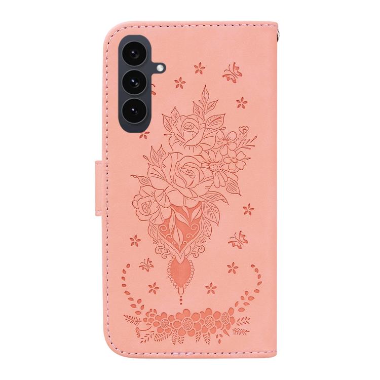 For Samsung Galaxy S25 FE 5G Butterfly Rose Embossed Leather Phone Case