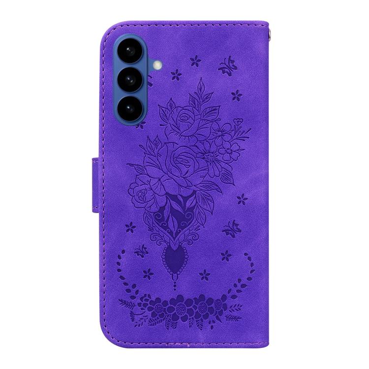 For Samsung Galaxy S26 5G Butterfly Rose Embossed Leather Phone Case