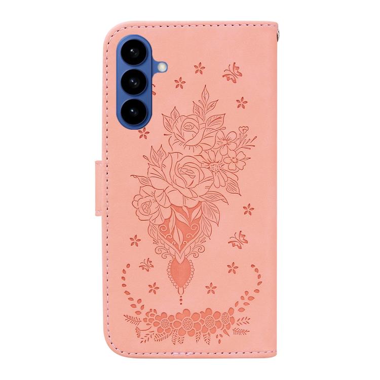 For Samsung Galaxy S26 5G Butterfly Rose Embossed Leather Phone Case