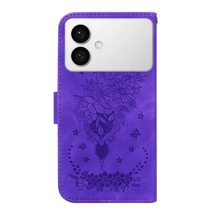 For Samsung Galaxy S26 Edge 5G Butterfly Rose Embossed Leather Phone Case