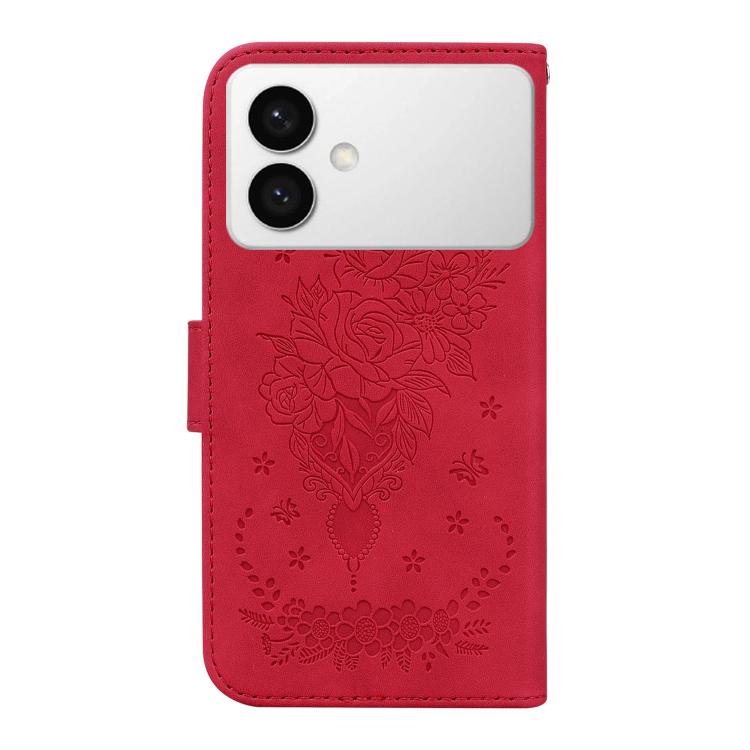 For Samsung Galaxy S26 Edge 5G Butterfly Rose Embossed Leather Phone Case