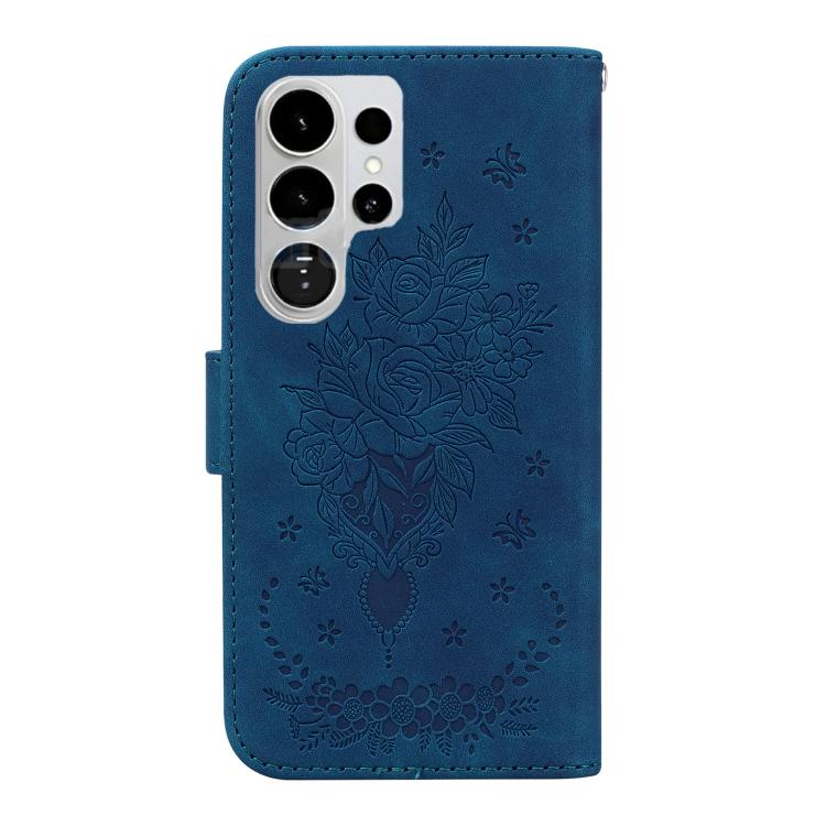 For Samsung Galaxy S26 Ultra 5G Butterfly Rose Embossed Leather Phone Case