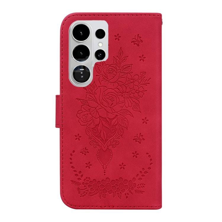 For Samsung Galaxy S26 Ultra 5G Butterfly Rose Embossed Leather Phone Case