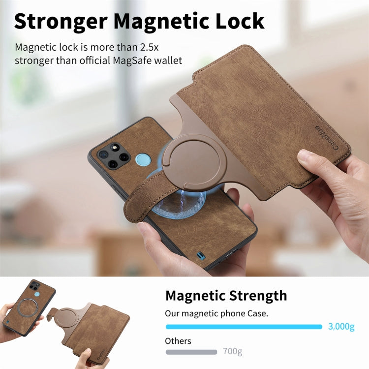For Realme C21Y CaseNeo MagSafe RFID Anti-theft Retro Leather Phone Case