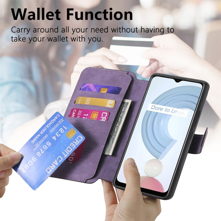 For Realme C21Y CaseNeo MagSafe RFID Anti-theft Retro Leather Phone Case