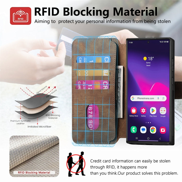 For Galaxy S24 Ultra 5G CaseNeo MagSafe RFID Anti-theft Retro Leather Phone Case
