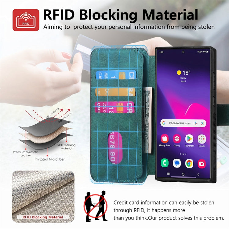 For Galaxy S24 Ultra 5G CaseNeo MagSafe RFID Anti-theft Retro Leather Phone Case