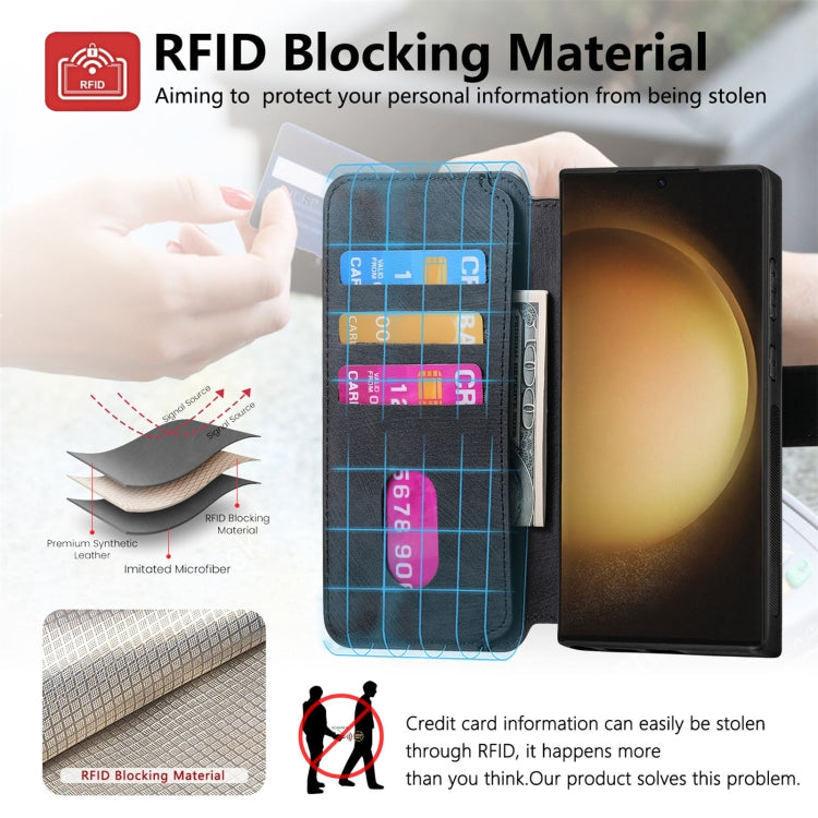 For Galaxy S23 Ultra 5G CaseNeo MagSafe RFID Anti-theft Retro Leather Phone Case