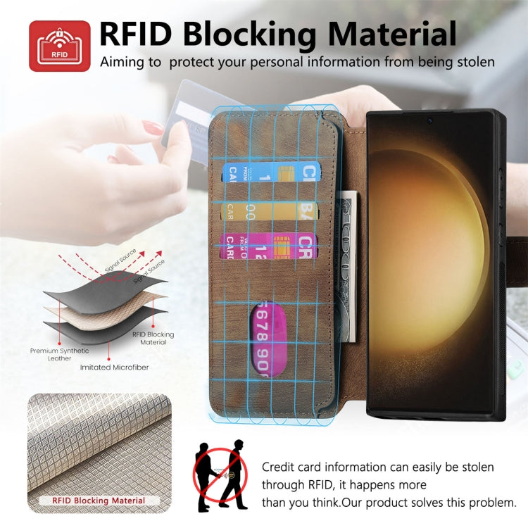 For Galaxy S23 Ultra 5G CaseNeo MagSafe RFID Anti-theft Retro Leather Phone Case