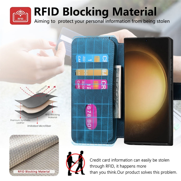 For Galaxy S23 Ultra 5G CaseNeo MagSafe RFID Anti-theft Retro Leather Phone Case