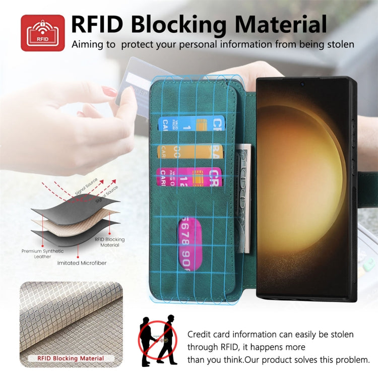 For Galaxy S23 Ultra 5G CaseNeo MagSafe RFID Anti-theft Retro Leather Phone Case