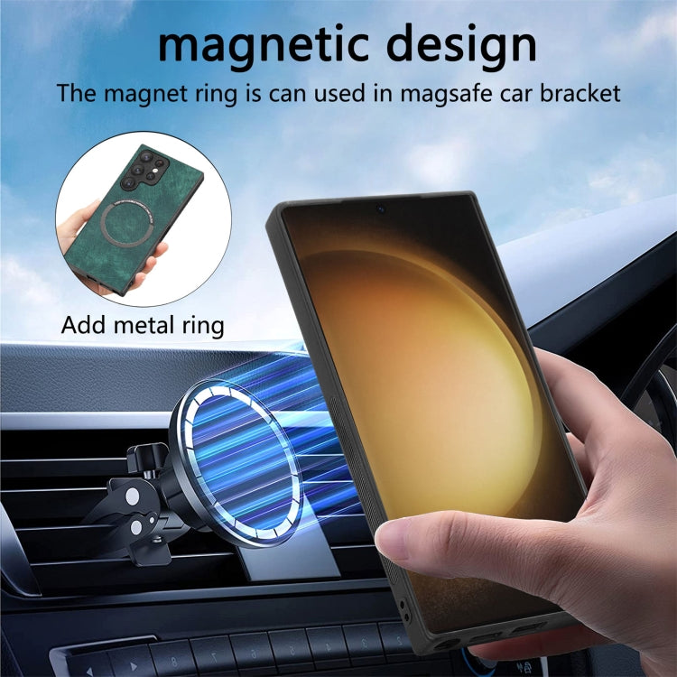 For Galaxy S23 Ultra 5G CaseNeo MagSafe RFID Anti-theft Retro Leather Phone Case