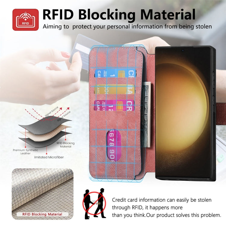 For Galaxy S23 Ultra 5G CaseNeo MagSafe RFID Anti-theft Retro Leather Phone Case