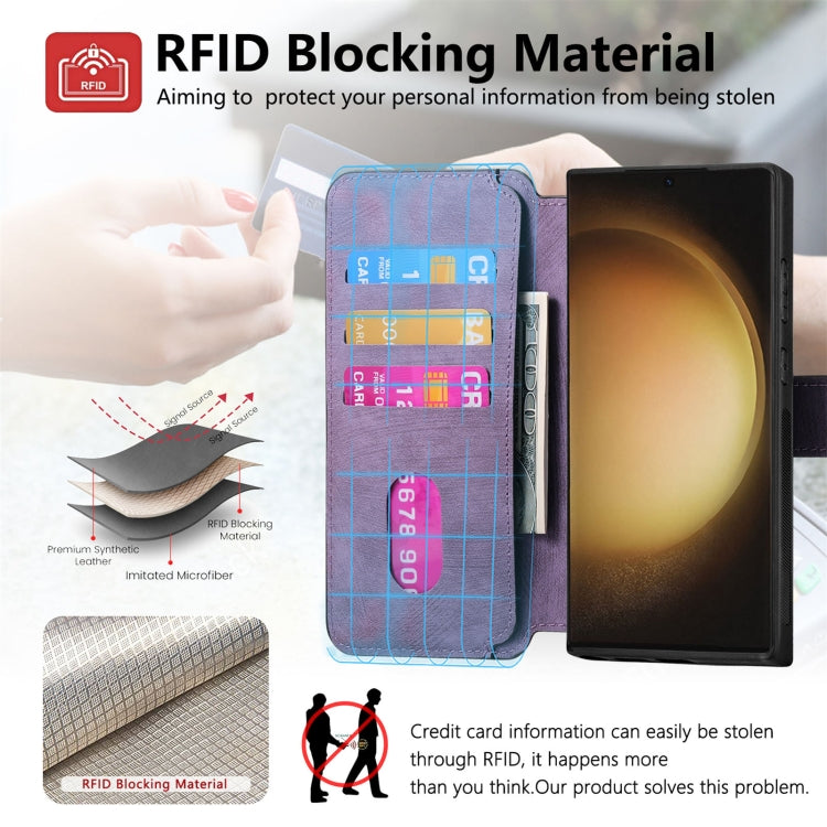For Galaxy S23 Ultra 5G CaseNeo MagSafe RFID Anti-theft Retro Leather Phone Case