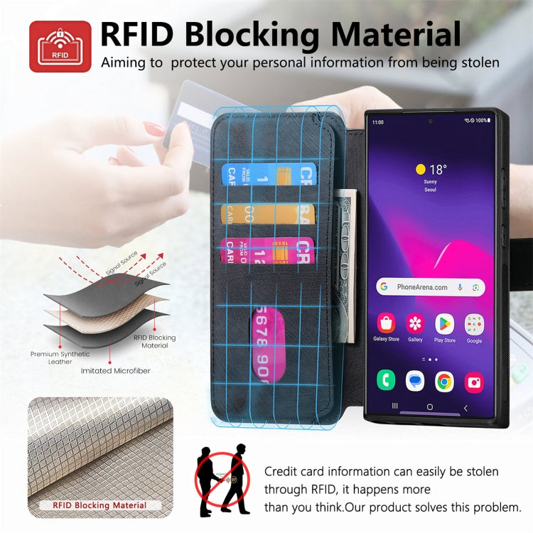 For Galaxy S22 Ultra 5G CaseNeo MagSafe RFID Anti-theft Retro Leather Phone Case