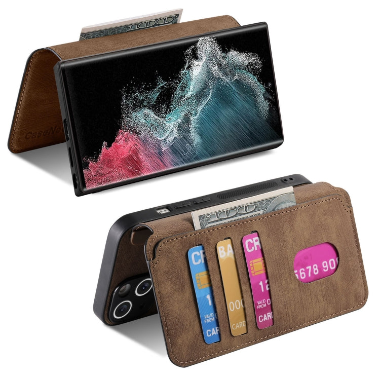 For Galaxy S22 Ultra 5G CaseNeo MagSafe RFID Anti-theft Retro Leather Phone Case