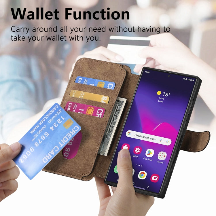 For Galaxy S22 Ultra 5G CaseNeo MagSafe RFID Anti-theft Retro Leather Phone Case