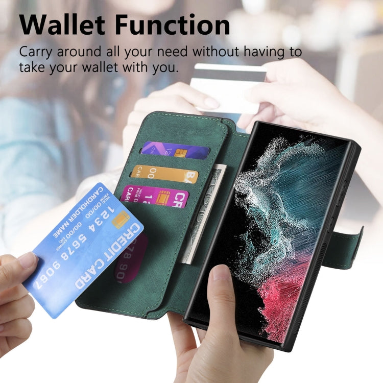 For Galaxy S22 Ultra 5G CaseNeo MagSafe RFID Anti-theft Retro Leather Phone Case