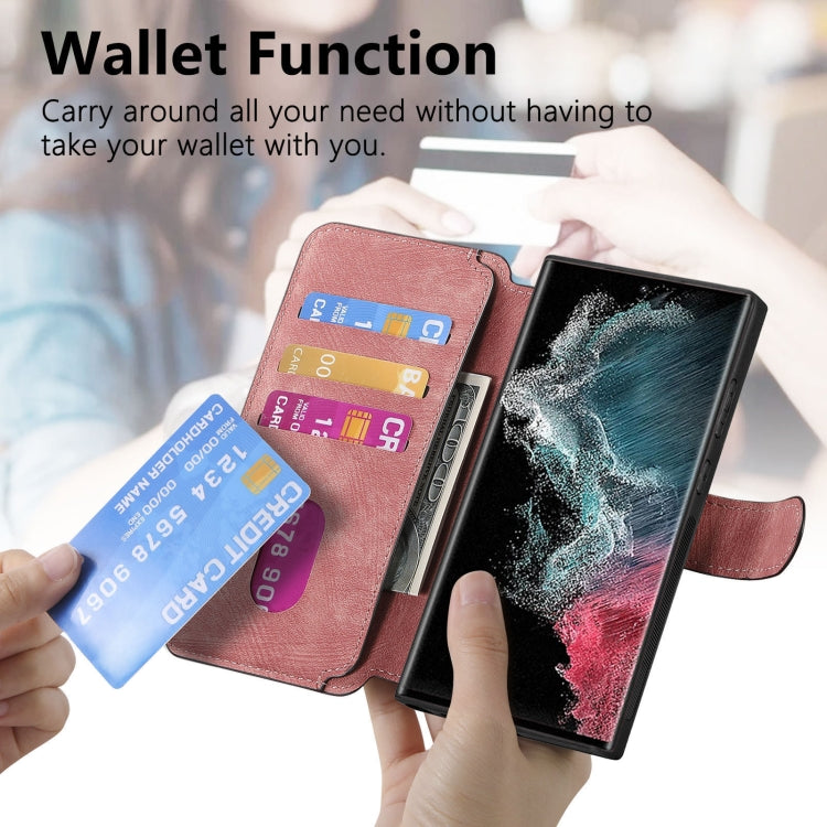 For Galaxy S22 Ultra 5G CaseNeo MagSafe RFID Anti-theft Retro Leather Phone Case