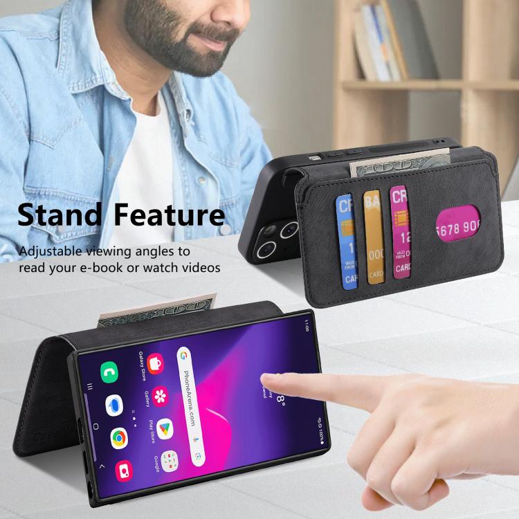 For Galaxy S25 Ultra 5G CaseNeo MagSafe RFID Anti-theft Retro Leather Phone Case