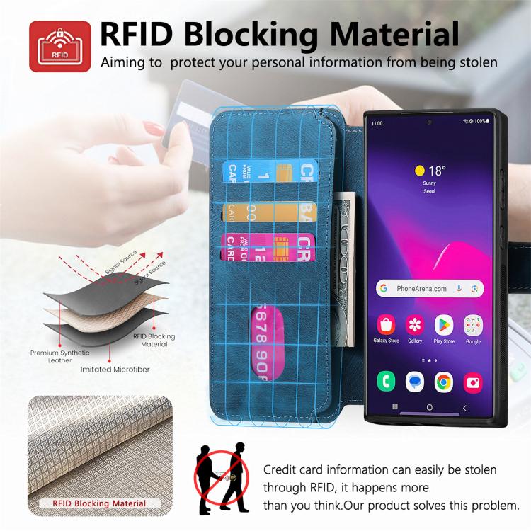 For Galaxy S25 Ultra 5G CaseNeo MagSafe RFID Anti-theft Retro Leather Phone Case
