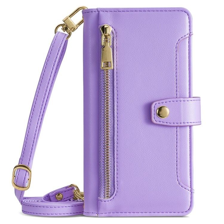 For iPhone XS Max Sheep Texture Cross-body Zipper Wallet Leather Phone Case