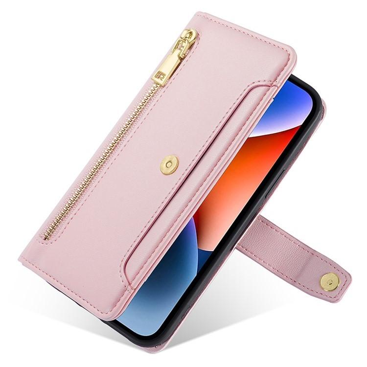 For iPhone Air Sheep Texture Cross-body Zipper Wallet Leather Phone Case