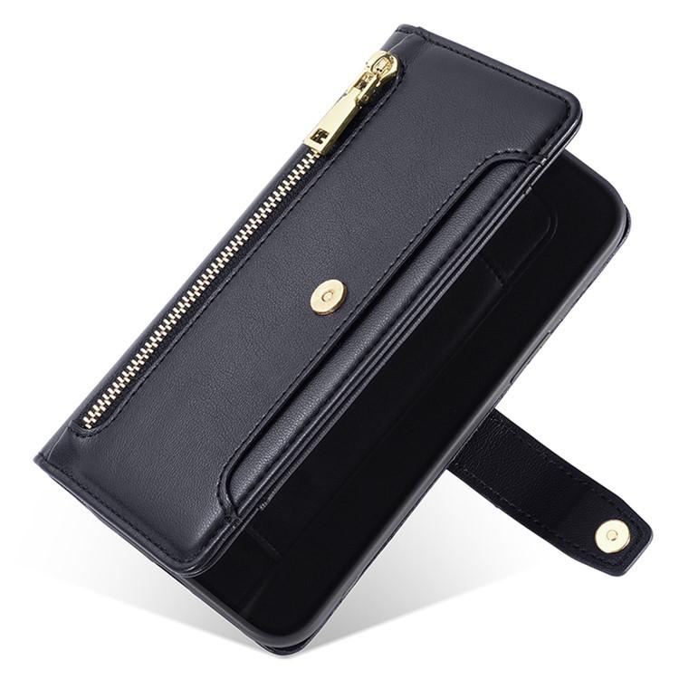 For iPhone 17 Pro Sheep Texture Cross-body Zipper Wallet Leather Phone Case