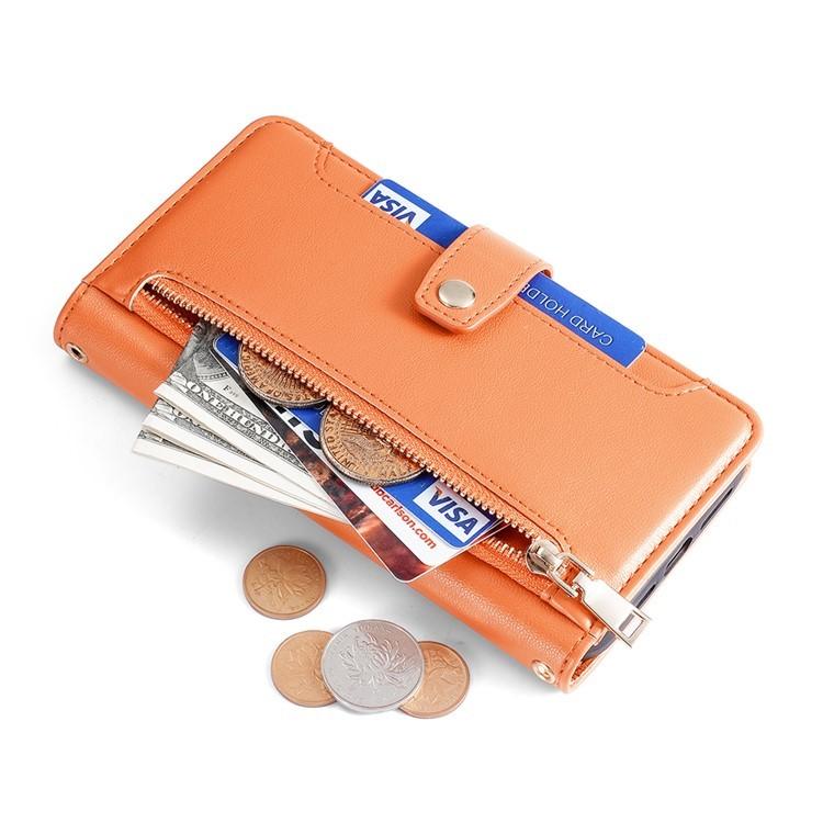 For iPhone 17 Pro Sheep Texture Cross-body Zipper Wallet Leather Phone Case
