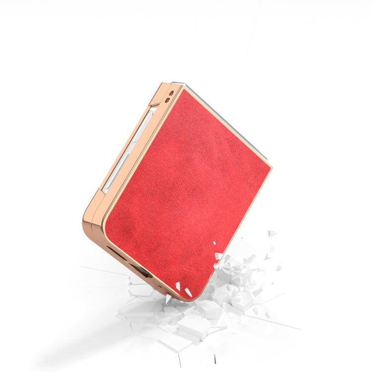 For Samsung Galaxy Z Flip6 / Flip7 FE Nano Electroplating Dual Color Cowhide Texture Protective Phone Case