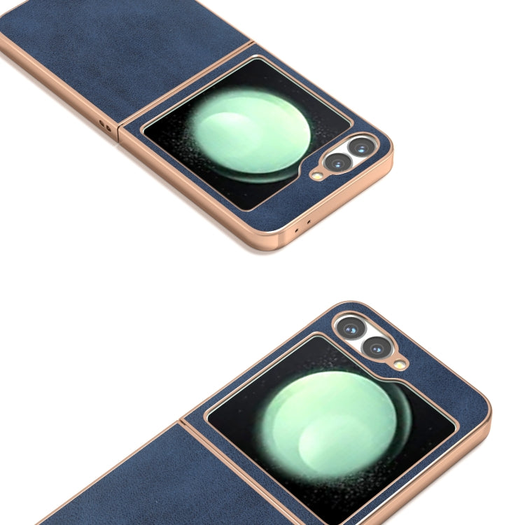 For Samsung Galaxy Z Flip6 / Flip7 FE Nano Electroplating Dual Color Cowhide Texture Protective Phone Case