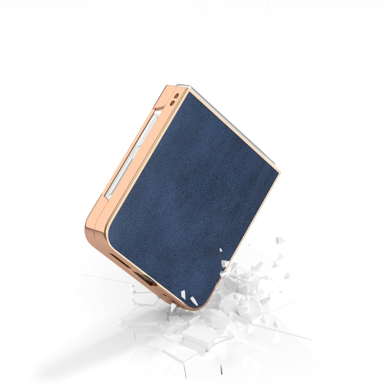 For Samsung Galaxy Z Flip6 / Flip7 FE Nano Electroplating Dual Color Cowhide Texture Protective Phone Case