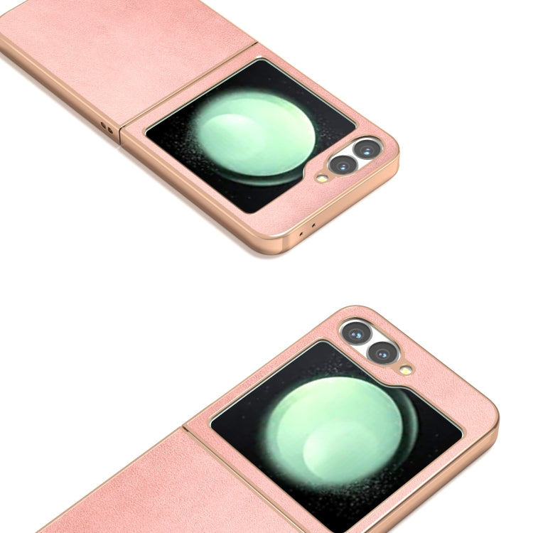 For Samsung Galaxy Z Flip6 / Flip7 FE Nano Electroplating Dual Color Cowhide Texture Protective Phone Case