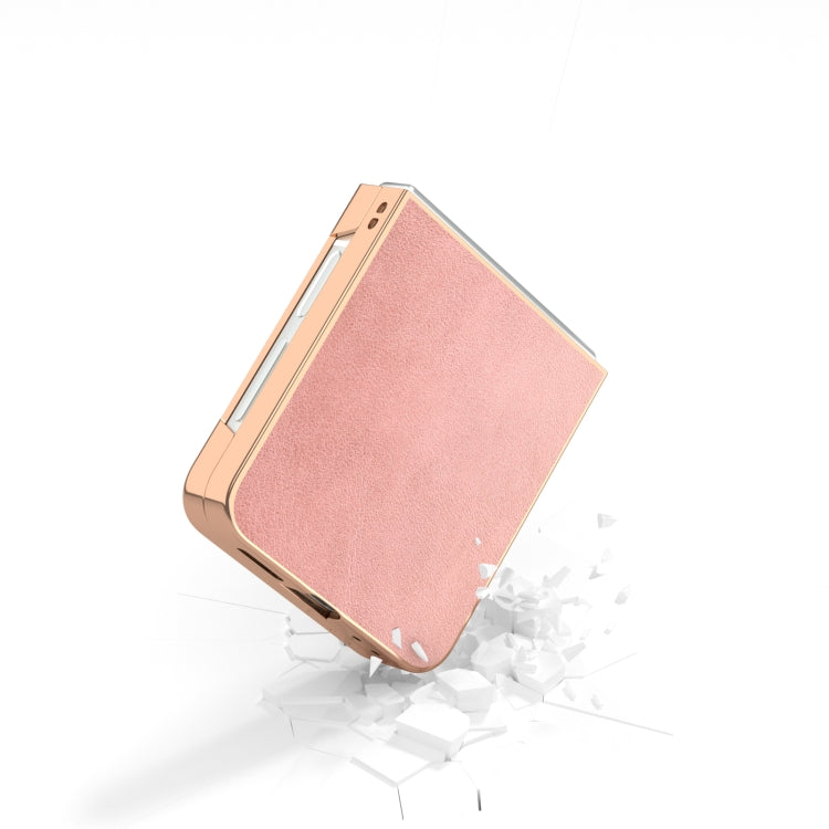 For Samsung Galaxy Z Flip6 / Flip7 FE Nano Electroplating Dual Color Cowhide Texture Protective Phone Case