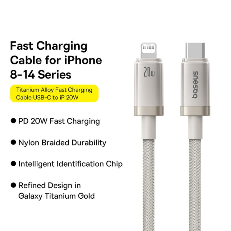 Baseus Titanium Alloy Series 20W USB-C / Type-C to 8 Pin Fast Charging Cable, Length:1m - Gold