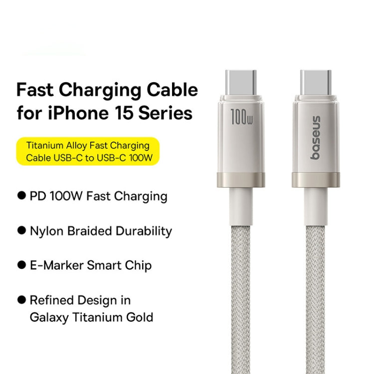 Baseus Titanium Alloy Series 100W USB-C / Type-C to Type-C Fast Charging Cable, Length:1m - Gold