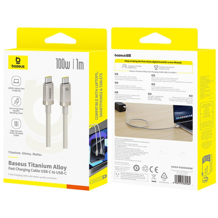 Baseus Titanium Alloy Series 100W USB-C / Type-C to Type-C Fast Charging Cable, Length:1m - Gold